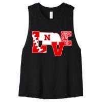 Love Nebraska Football Women's Racerback Cropped Tank