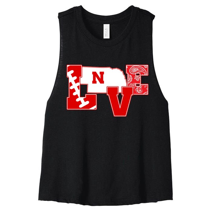 Love Nebraska Football Women's Racerback Cropped Tank