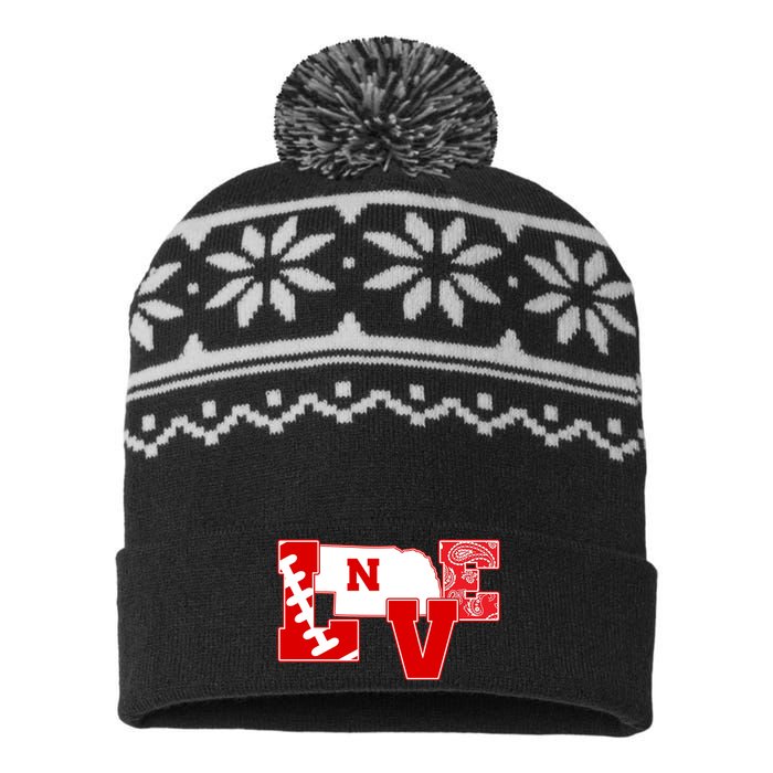 Love Nebraska Football USA-Made Snowflake Beanie