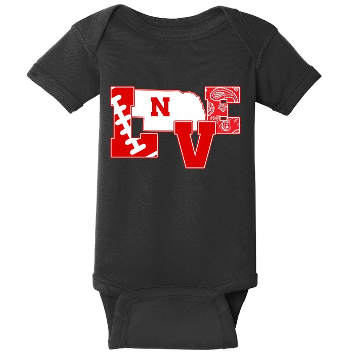 Love Nebraska Football Baby Bodysuit