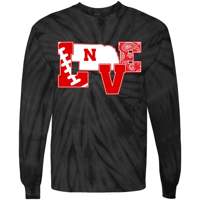 Love Nebraska Football Tie-Dye Long Sleeve Shirt