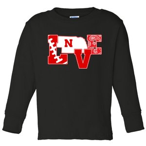 Love Nebraska Football Toddler Long Sleeve Shirt