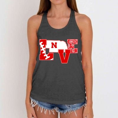 Love Nebraska Football Women's Knotted Racerback Tank