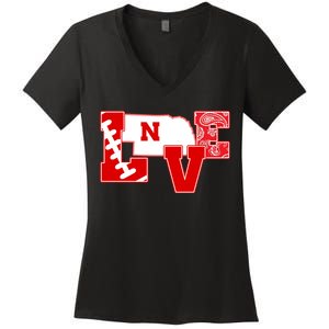 Love Nebraska Football Women's V-Neck T-Shirt