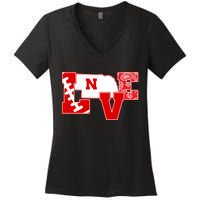 Love Nebraska Football Women's V-Neck T-Shirt