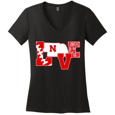 Love Nebraska Football Women's V-Neck T-Shirt