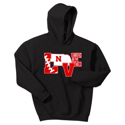 Love Nebraska Football Kids Hoodie