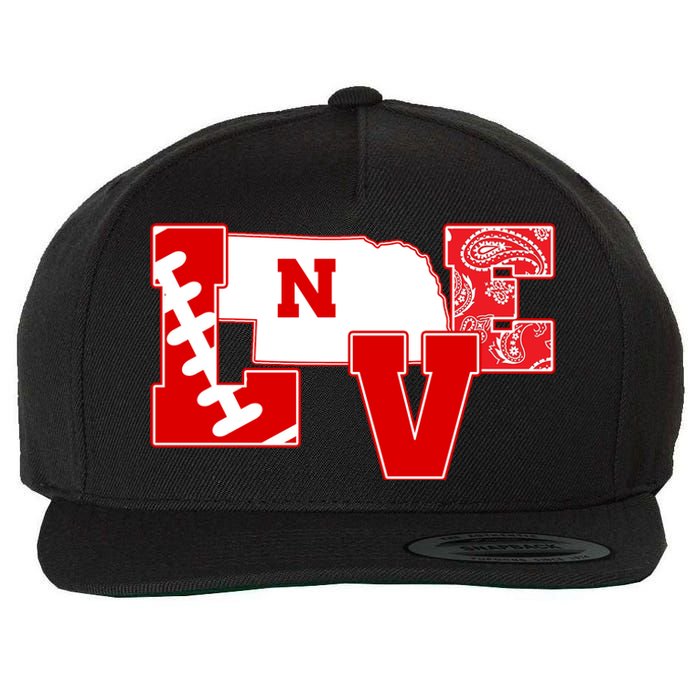 Love Nebraska Football Wool Snapback Cap