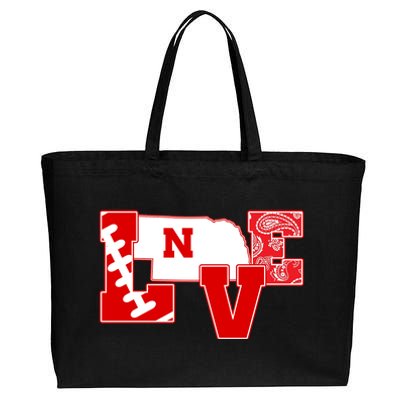 Love Nebraska Football Cotton Canvas Jumbo Tote