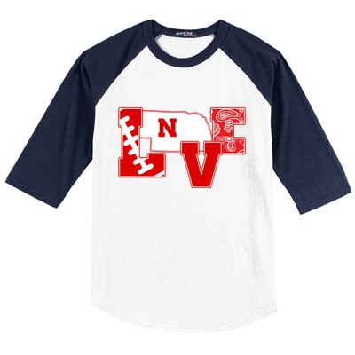 Love Nebraska Football Baseball Sleeve Shirt