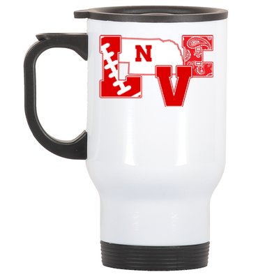 Love Nebraska Football Stainless Steel Travel Mug