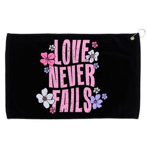 Love Never Fails Groovy Valentines Day Christian Religious Great Gift Grommeted Golf Towel