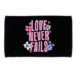 Love Never Fails Groovy Valentines Day Christian Religious Great Gift Microfiber Hand Towel