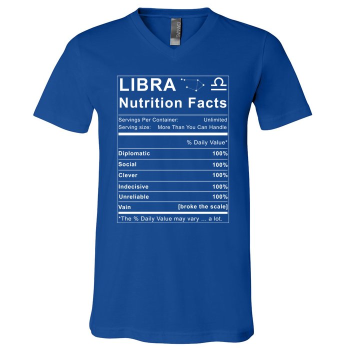 Libra Nutrition Facts Zodiac Sign Birthday Gift Cute Gift V-Neck T-Shirt