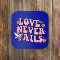 Love Never Fails Groovy Valentines Day Christian Religious Great Gift Coaster