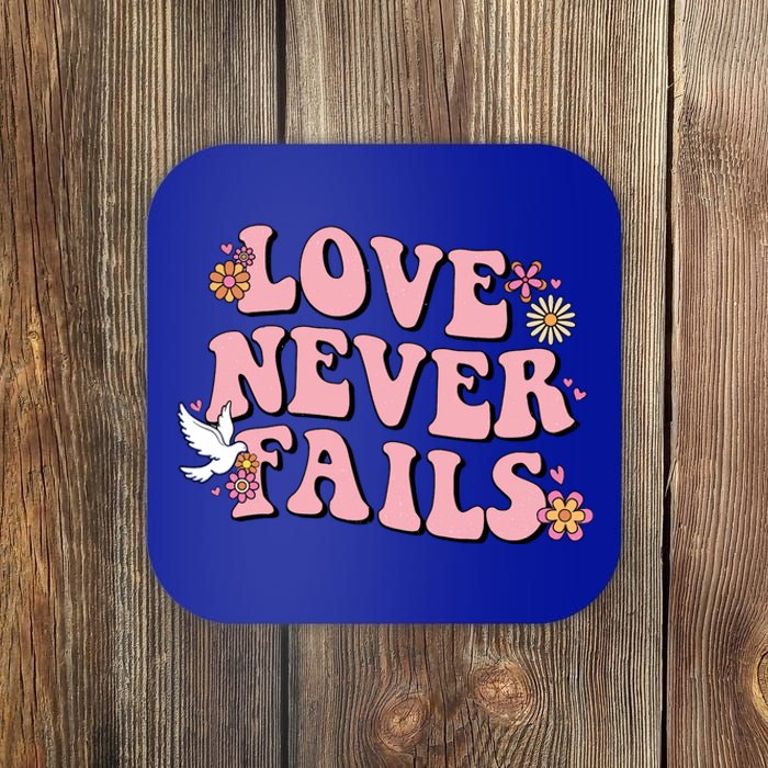 Love Never Fails Groovy Valentines Day Christian Religious Great Gift Coaster