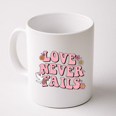 Love Never Fails Groovy Valentines Day Christian Religious Great Gift Coffee Mug