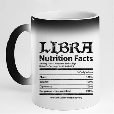 Libra Nutrition Facts Zodiac Sign Horoscope Astrology Grunge Great Gift 11oz Black Color Changing Mug