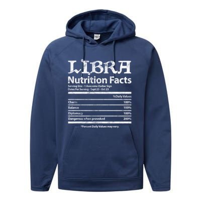 Libra Nutrition Facts Zodiac Sign Horoscope Astrology Grunge Great Gift Performance Fleece Hoodie