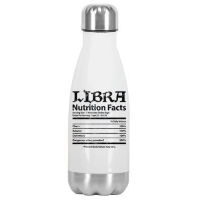 Libra Nutrition Facts Zodiac Sign Horoscope Astrology Grunge Great Gift Stainless Steel Insulated Water Bottle