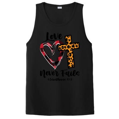 Love Never Fail Bible Valentines Day Leopard Christian Gift PosiCharge Competitor Tank