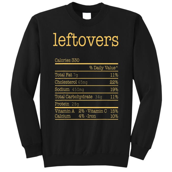 Leftovers Nutrition Facts Funny Thanksgiving Christmas Food Sweatshirt