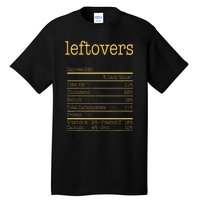 Leftovers Nutrition Facts Funny Thanksgiving Christmas Food Tall T-Shirt