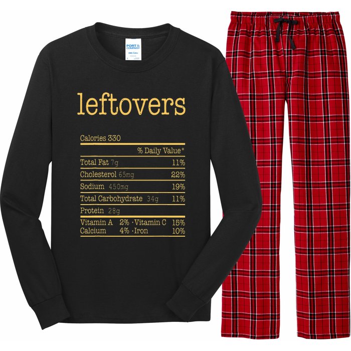 Leftovers Nutrition Facts Funny Thanksgiving Christmas Food Long Sleeve Pajama Set