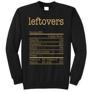 Leftovers Nutrition Facts Funny Thanksgiving Christmas Food Tall Sweatshirt