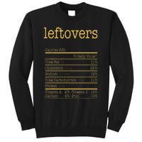 Leftovers Nutrition Facts Funny Thanksgiving Christmas Food Tall Sweatshirt