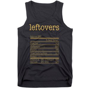 Leftovers Nutrition Facts Funny Thanksgiving Christmas Food Tank Top