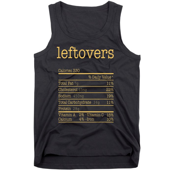 Leftovers Nutrition Facts Funny Thanksgiving Christmas Food Tank Top