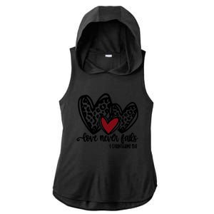 Love Never Fails Valentines Day Couples Tee Leopard Heart Gift Ladies PosiCharge Tri-Blend Wicking Draft Hoodie Tank