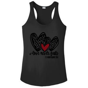 Love Never Fails Valentines Day Couples Tee Leopard Heart Gift Ladies PosiCharge Competitor Racerback Tank