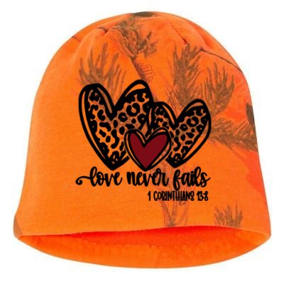 Love Never Fails Valentines Day Couples Tee Leopard Heart Gift Kati - Camo Knit Beanie