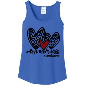 Love Never Fails Valentines Day Couples Tee Leopard Heart Gift Ladies Essential Tank