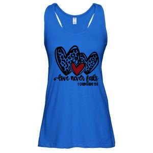 Love Never Fails Valentines Day Couples Tee Leopard Heart Gift Ladies Essential Flowy Tank