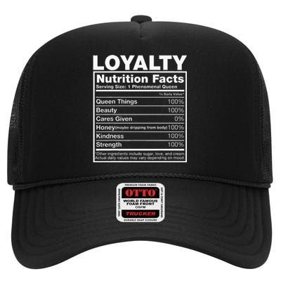 Loyalty Nutrition Facts Loyalty Name Birthday High Crown Mesh Back Trucker Hat