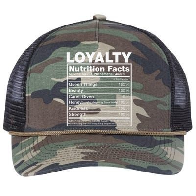 Loyalty Nutrition Facts Loyalty Name Birthday Retro Rope Trucker Hat Cap