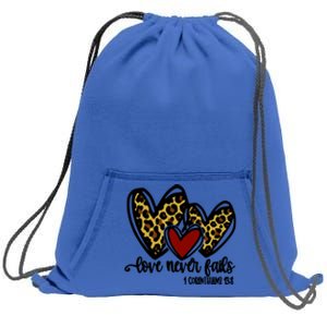 Love Never Fails Valentines Day Couples Tee Leopard Heart Cool Gift Sweatshirt Cinch Pack Bag