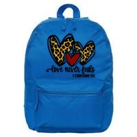 Love Never Fails Valentines Day Couples Tee Leopard Heart Cool Gift 16 in Basic Backpack