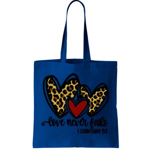 Love Never Fails Valentines Day Couples Tee Leopard Heart Cool Gift Tote Bag