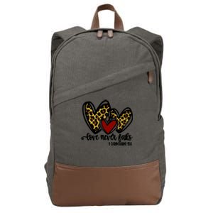 Love Never Fails Valentines Day Couples Tee Leopard Heart Cool Gift Cotton Canvas Backpack