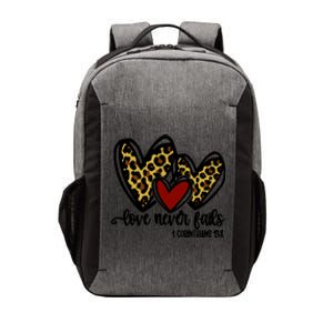 Love Never Fails Valentines Day Couples Tee Leopard Heart Cool Gift Vector Backpack