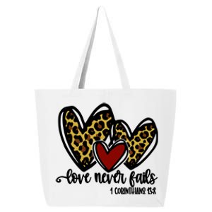 Love Never Fails Valentines Day Couples Tee Leopard Heart Cool Gift 25L Jumbo Tote