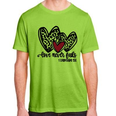 Love Never Fails Valentines Day Couples Tee Leopard Heart Gift Adult ChromaSoft Performance T-Shirt