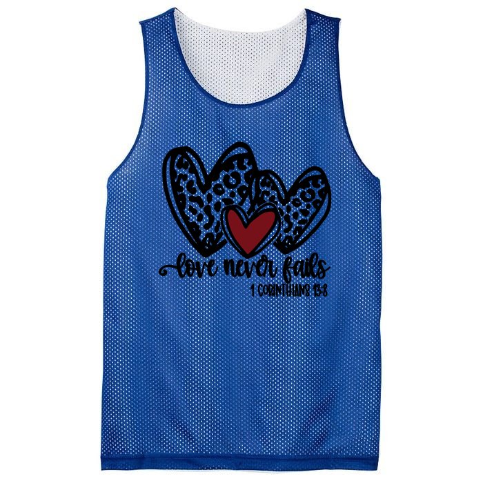 Love Never Fails Valentines Day Couples Tee Leopard Heart Gift Mesh Reversible Basketball Jersey Tank