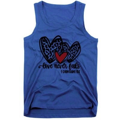 Love Never Fails Valentines Day Couples Tee Leopard Heart Gift Tank Top