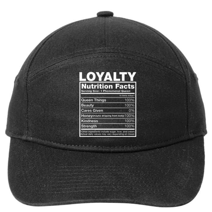 Loyalty Nutrition Facts Loyalty Name Birthday 7-Panel Snapback Hat