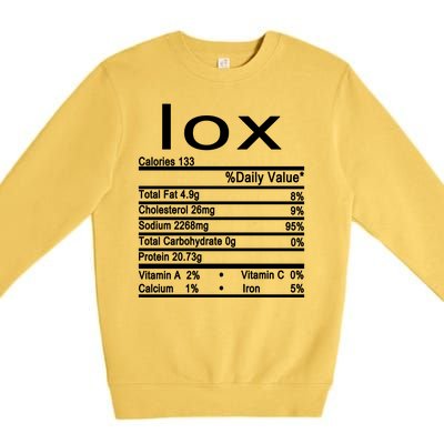 Lox Nutrition Facts Label Premium Crewneck Sweatshirt